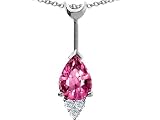 1.26 cts Genuine Pink Tourmaline and Diamond Pendant - 14kt White or Yellow Gold