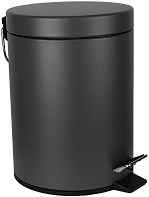 Malmo FE43003LB Small Carbon Steel Round Step Trash Can,3L/0.8Gallon,Gray