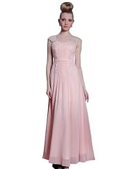 A-line Beaded Sheer Bridesmaid Dress 