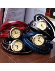 8 Colors Fashion Punk Style 5 Roots Slim Slip Surface Cow Leather Strap Roman Dial Women Quartz Casual Watch -...