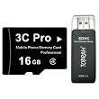 3C Pro 16GB microSD microSDHC Transflash Memory Card Class 4 with SD Adapter & R3 - Bulk