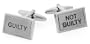 Rhodium plated Guilty & Not Guilty cufflinks (Legal/Lawyer) with presentation box