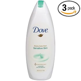 Dove Moisturizing Beauty Body Wash, Sensitive Skin, 24-Ounce Bottles (Pack of 3)