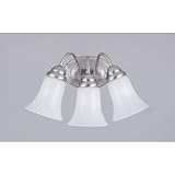 Westinghouse 64486 Three-Light Downward Wall Sconce, Brushed Nickel with White Opal Globes