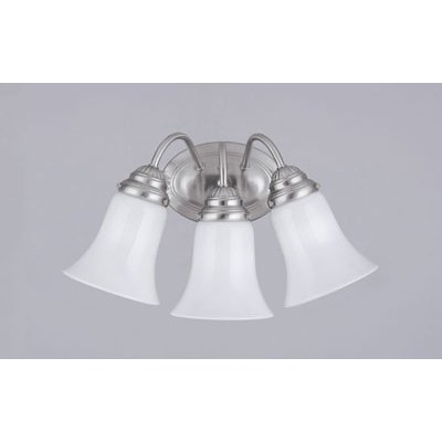 Westinghouse 64486 Three-Light Downward Wall Sconce, Brushed Nickel with White Opal Globes