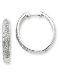 1/3 Carat Diamond Hoop Hinged Earrings in Sterling Silver - 20mm