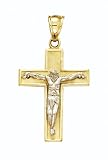14K Lg Sat Pol Crucifix Pend - GH14782