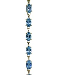14k Gold Tennis Bracelet with Genuine Oval Blue Topazes
