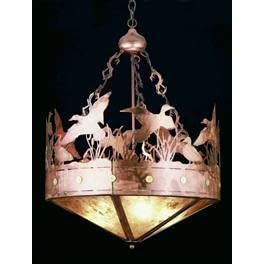 Meyda Tiffany - 32314: Antique Copper - 24"W Ducks In Flight Inverted Pendant