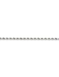 14k White Gold 9.00 Inches WG 3.10mm Wide D/C Rope Chain Anklet. Weight: 7.13 Grams - 30 Day Money Back Guarantee