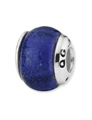 Sterling Silver Blue Dichroic Glass Charm for 3mm Charm Bracelets