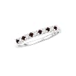14K White Gold 0.13 ct. Diamond with Alternating 1/5 ct. Garnet Ring
