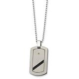 Chisel Titanium with Black Cable Diamond Dog Tag Necklace