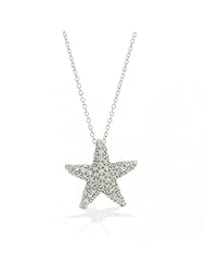 Bling Jewelry 925 Sterling Silver CZ Pave Mini Starfish Pendant Necklace 16in