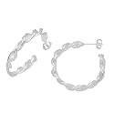 SILVER TWIST WIRE HOOP EARRINGS