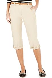 Pure Cotton Cropped Cargo Trousers