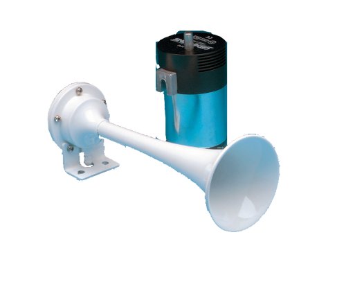 AFI 10104 FullBlast Marine Single Trumpet Mini Deck Air Horn (12-Volt, White) by AFI