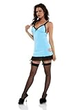 IMAGE OF Rhinestone Heart Cutout Teddy With Panty And Stockings (Turquoise;One Size)