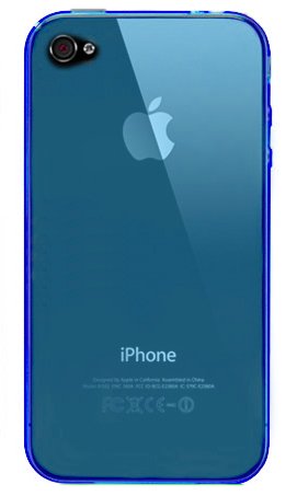 Blue Clear Pure Crystal Soft Gel TPU Skin Case Cover for the Apple iPhone 4 4G 16GB 32GB