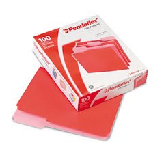 ESSELTE PENDAFLEX CORP. / ESS15213RED / 2-Tone File Folders, 1/3 Cut, Top Tab, Letter, Light Red, 100/box / Sold as 1 BX