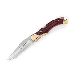 Muela Folding Lockback Knife 4.625-Inch Closed, Coral Packawood, Brass