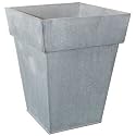 Square Tall Zinc Planter - Large Plant Pot 40cm High x 32cm (4221)