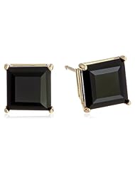 10k Gold Princess Square Gemstone Earrings Studs (6mm )
