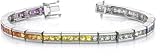 10.49 Carat Multi-Color Sapphire Princess-Cut Rainbow Bracelet