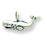 Sterling Silver Antiqued Whale Pendant with 20 inch Sterling Silver Chain