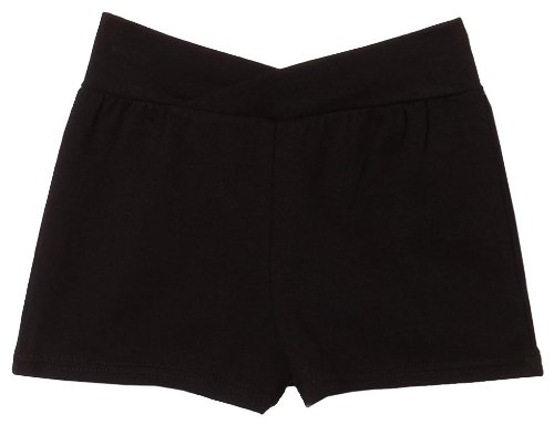 Capezio Little Girls' Short With Rhinestone Applique, Black, Intermediate (6-8)