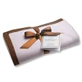 Cashmere Blanket in Pastel Pink with Mocha Trim