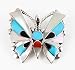 Vintage Zuni R Neha Turquoise Multi Inlay Butterfly Pin Pendant picture