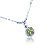 Chuvora Real Irish Four Leaf Clover, Symbol of Good Luck, Dangling Round Charm Anklet Bracelet 8.5''-11.5''