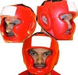Muay thai full face head gear in cowhide leather