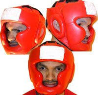 Muay thai full face head gear in cowhide leather