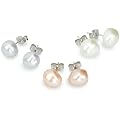 Sakura Pearl AM031 - Pendientes de mujer de plata de ley con perla de agua dulce (6 perlas)
