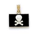 14k Enameled Pirate Flag Pendant
