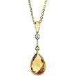 14K Yellow Gold Citrine Briolette and Diamond Necklace