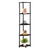Furinno 5 Tier Corner Rack Bookcase Shelves Shelf Display Stand Rack for Multmiedia CD DVD, Display, Book - No Tool Assembly, Espresso, 99811E (Kitchen)