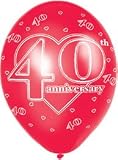 40th Ruby Anniversary High Quality 11 Red Latex Balloons (6 Pack)