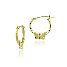 10K Gold Mini Hoop Butterfly Earrings
