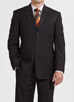Kilburne & Finch Charcoal Gray with Blue Stripe 3-Button Suit with Pleated Pant