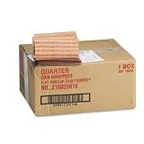 Flat-Packed Kraft Tubular Coin Wrappers, Quarter, $10.00 Cap, Orange, 1000/Box MMF216020016