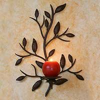 NOVICA Wrought iron candleholder Ceiba