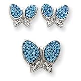 Sterling Silver Blue Quartz Titanium Backed Crystal and Moonstone Pendant and Earrings Set by Sajen
