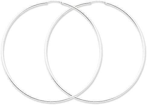 925 Sterling Silver Polished Hollow Tube Round Hoop Earrings - 82mm