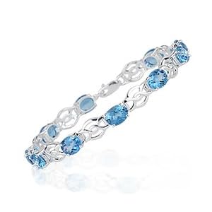 21.64 Cts Swiss Blue Topaz Bracelet in Silver by