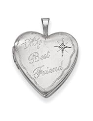 Genuine IceCarats Designer Jewelry Gift Sterling Silver 20Mm Best Friend With Diamond Heart Locket