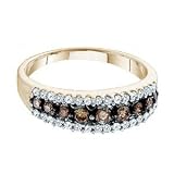 1/2 Chocolate & White Diamond 10k Yellow Gold Wedding Anniversary Ring