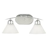 Quoizel DI8502C Demitri 8-Inch Bath Bar with Two Lights with White Seedy Sandstone Glass, Polished Chrome Finish